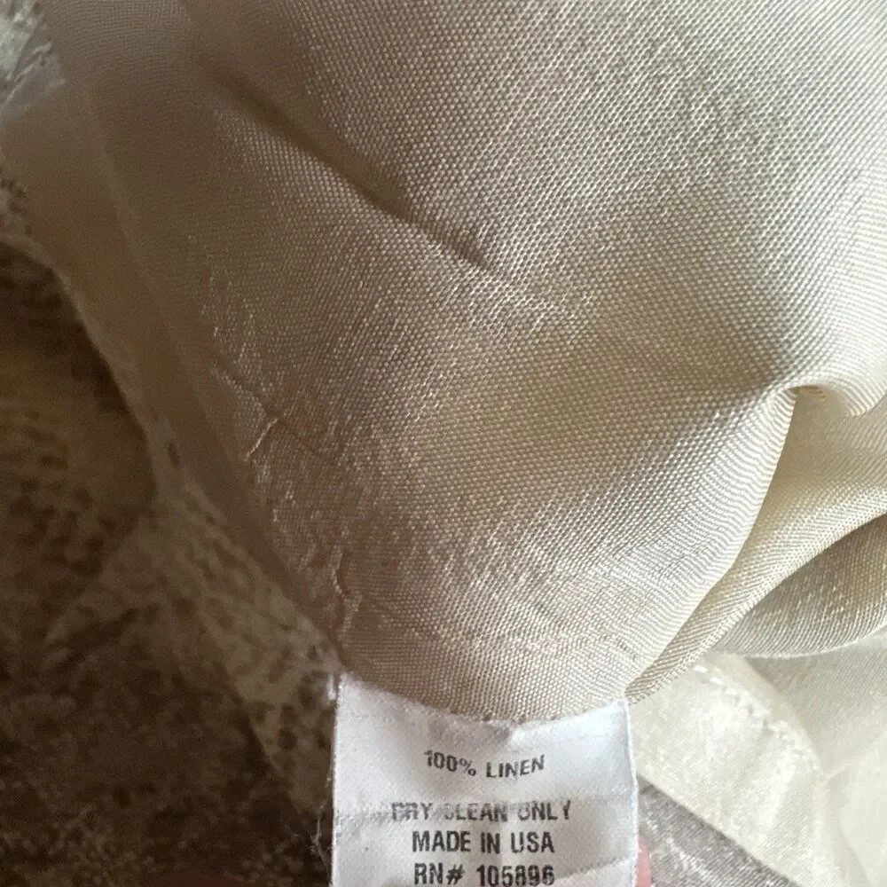 Worth Skirt 0 XS 100% Linen Neutral Animal Snake Print Tan Ivory A-Line Lined